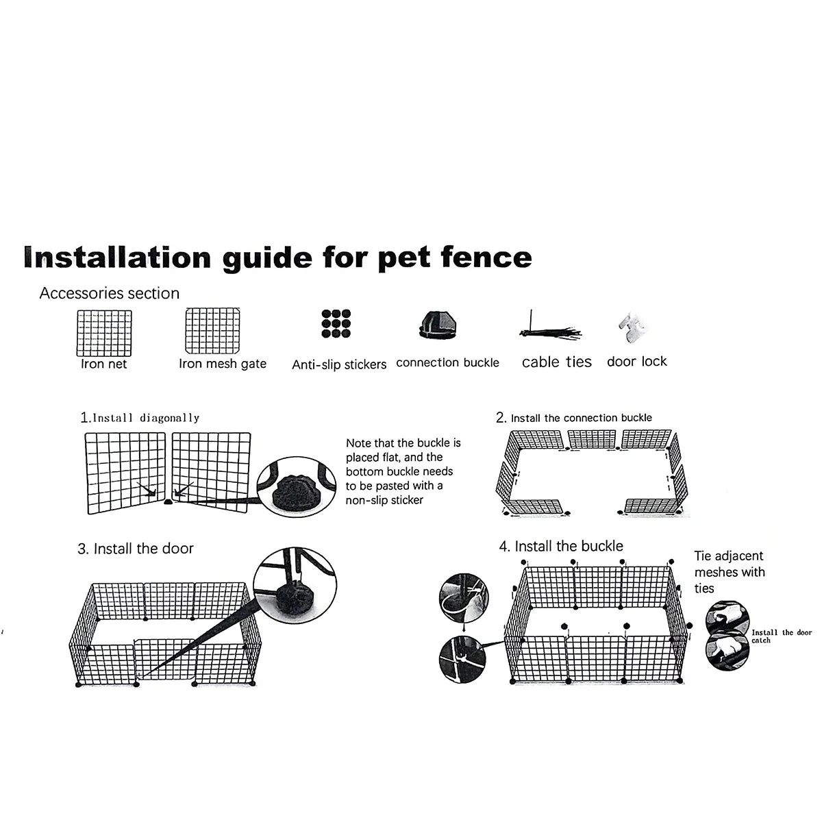 DIY Pet Fence Panels Simple Wire Mesh Panels for Rabbit Cat and Dog Cages Stackable Assembleable Fences Multi Functional Cages