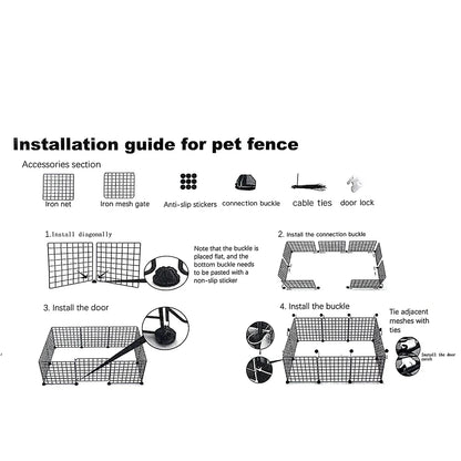 Pet Fence Panels 35x35 Cm Iron Wire Mesh Black With Universal Connectors
