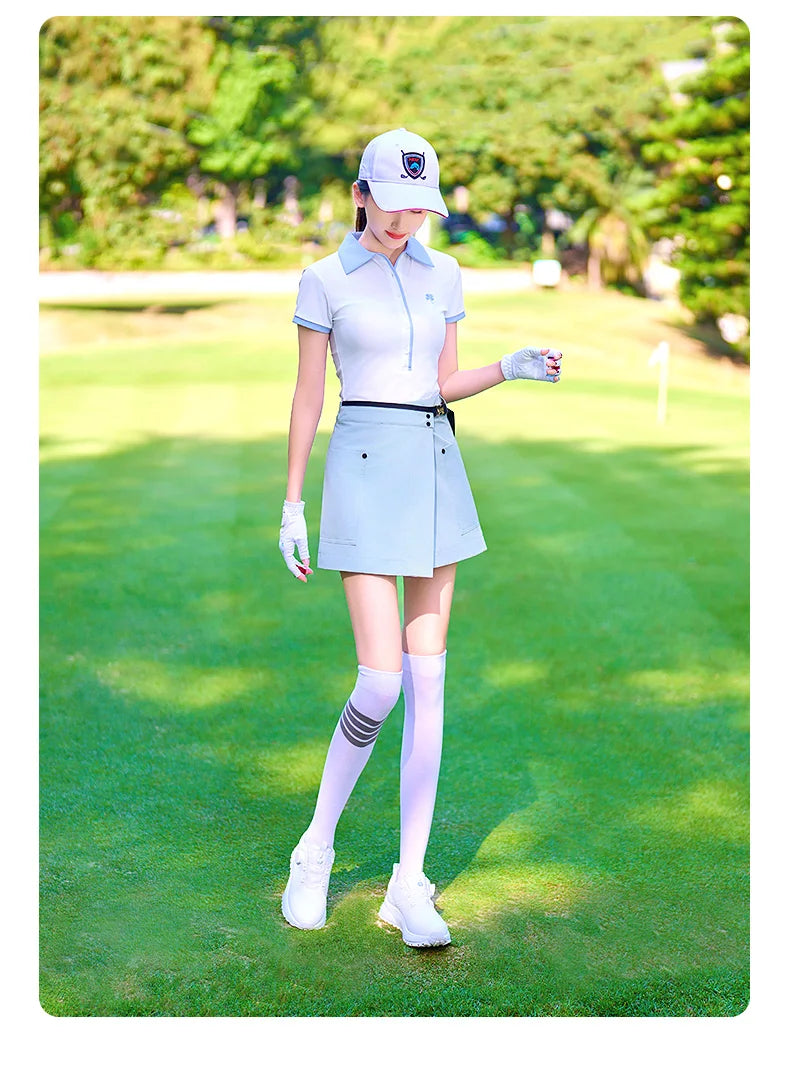 TTYGJ 2025 New Golf Women's Short-sleeved Shirt Quick-drying Breathable Polo Top Lady A-lined Golf Skirt Anti-exposure Skorts