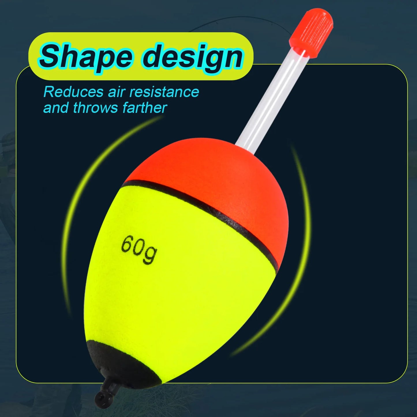 Sougayilang 5Pcs Night Light Fishing Buoy with High Visibility EVA Double Ribbon Big Belly Ball for Night Fishing and Long Throw