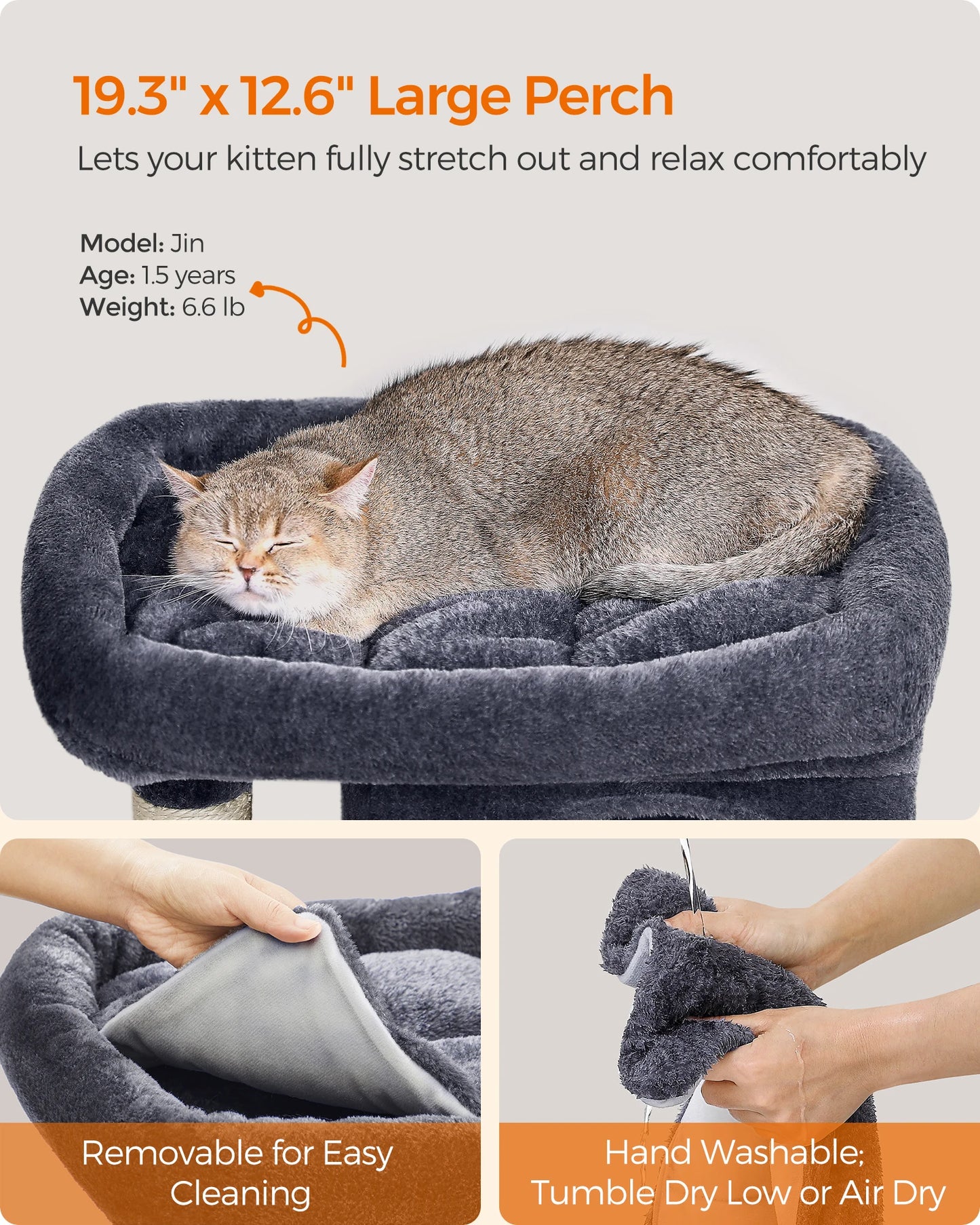 Feandrea Cat Tree, 29.1-Inch Cat Tower, M, Cat Condo for Medium Cats up to 11 lb, Large Cat Perch, 2 Cat Caves, Scratching Post