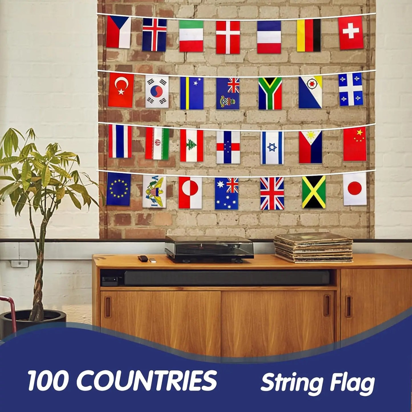 World Flags International Flags 100 Countries Hanging String Flags National Bunting Pennant Banner for Sports School Club
