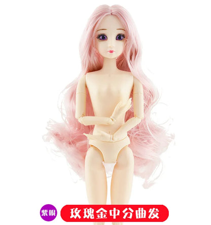 30 cm 1/6 Scale Ball-Jointed Doll With 3D Eyes Long Wig Plastic Body