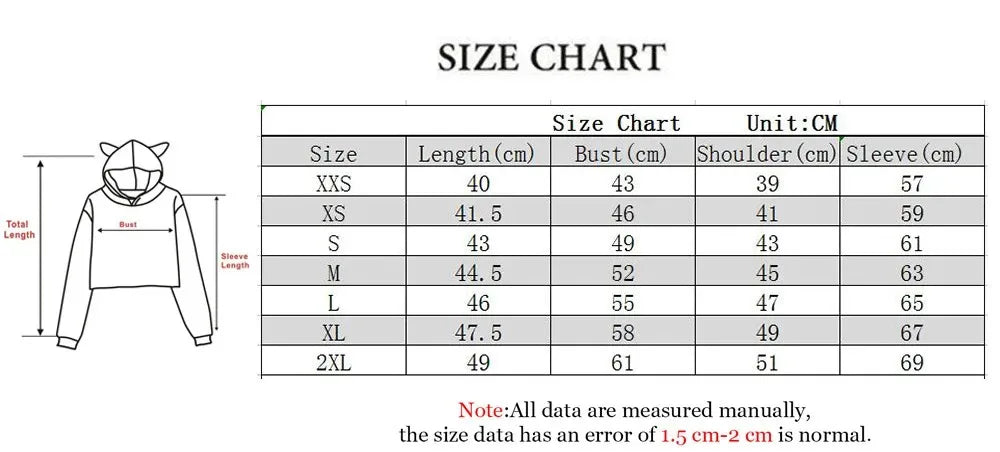 Kpop Demon Hunters Crop Tops Cat Ears Sweatshirt Long Sleeve Girls Fashion Hoodie