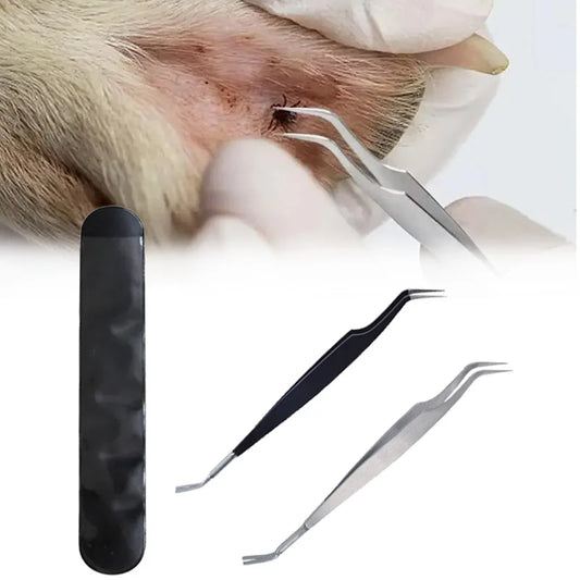Tick Removal Tool for Pets Stainless Steel Pet Flea Removal Tool 2-in-1 Tick Removal Tool Professional Tick Removal Tweezers Dog