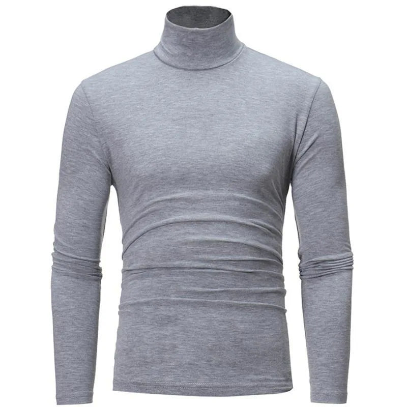 1/2pcs Autumn  Winter Men's High Neck T-shirt Slim Fit Fashion High Elastic Long Sleeve Casual Breathable Apparel Pullover