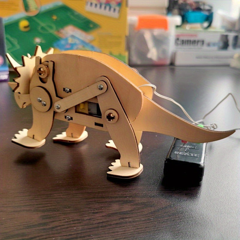 Dinosaur STEM Kit Toys for Kids, 3D Wooden Puzzle Model Robot Model Kit, DIY Educational Science Building STEM Projects