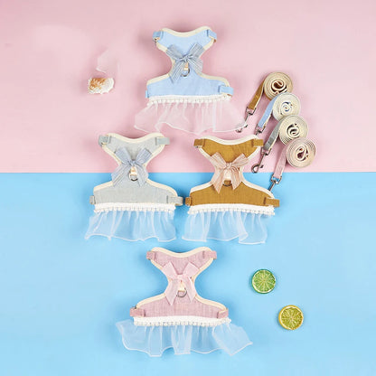 Pet Anti Breakaway Vest Harness With Leash Chest And Back Straps Fabric