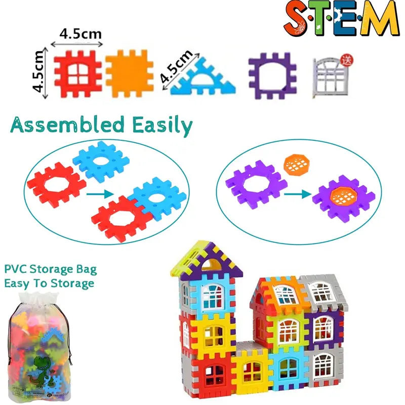 Kids House Building Blocks STEM Educational Toys Creative Construction Play Set for Children Interactive Parent-Child Activity