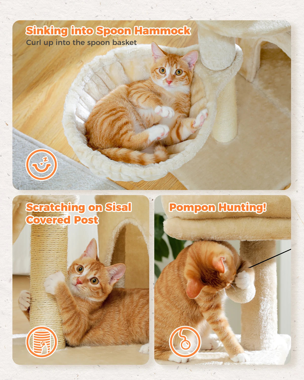 Indoor Cat Tree & Tower with Scratching Posts and Hammock – 2 Styles