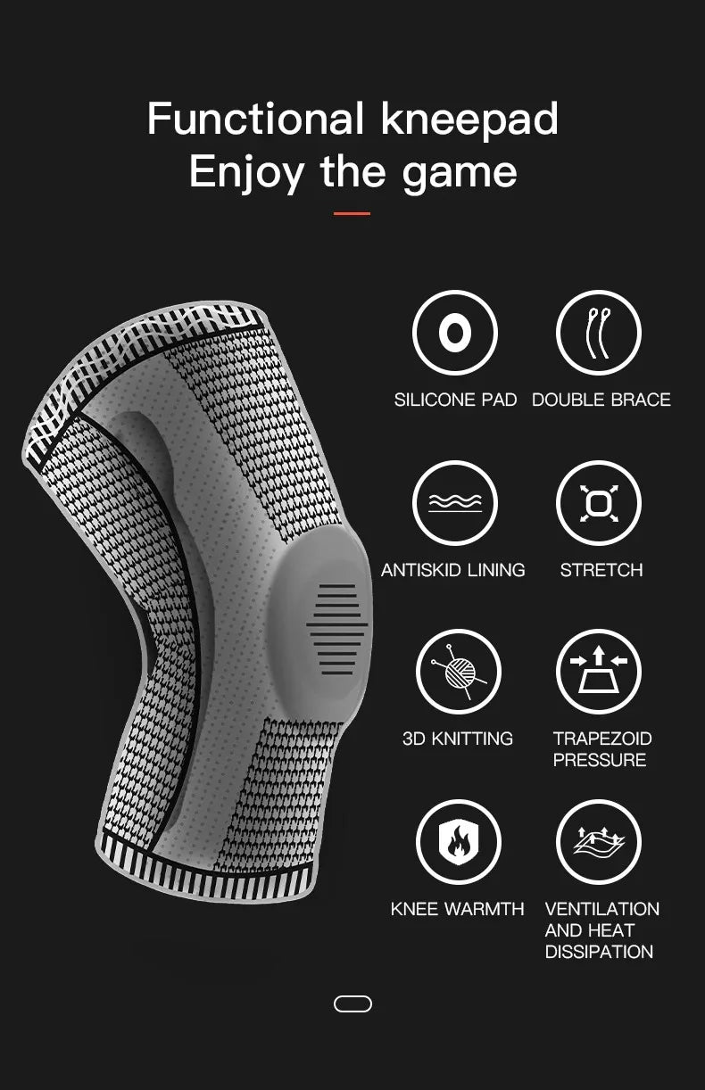 1PC Silicone Knee Pads Strap Patella Medial Support Meniscus Compression Knee Braces for Running Sport Knee Protection