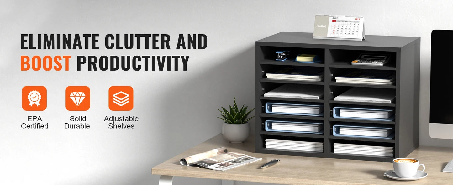 SucceBuy Literature Organizers with Adjustable Shelves Wood Literature Sorter for Office Home Classroom Mailrooms EPA Certified