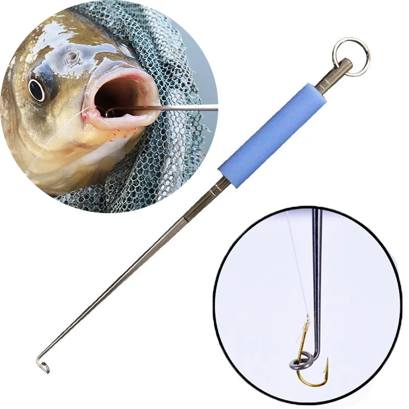 Fishing Blind Poking Fishhook Remover Deep Throat Stainless Steel Unhooking Remover Fish Extractor Deep Throat