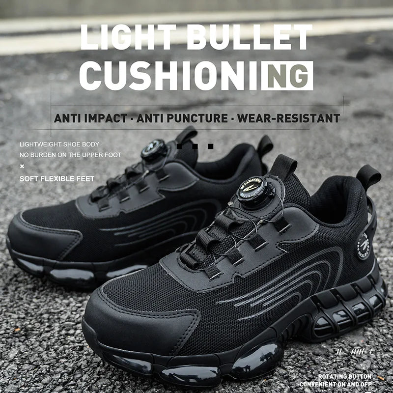 Rotating Button Safety Shoes Men For Work Sneakers Shoes Anti smash Puncture-Proof Protective Men Shoes Steel Toe Work Boots