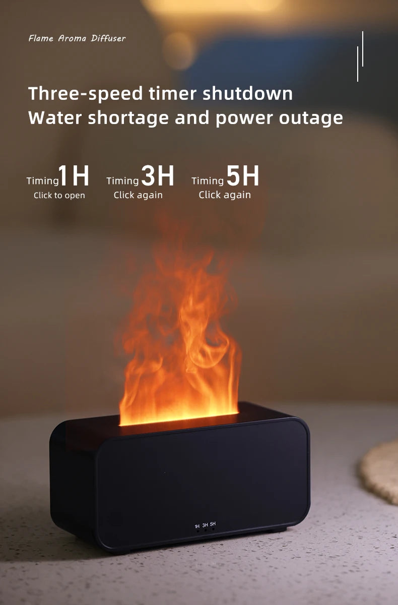 Flame Aroma Diffuser,Fragrance Essential Oil Diffuser Humidifier,with 3D Flame Night Light 120mL for Bedroom, Home and Office