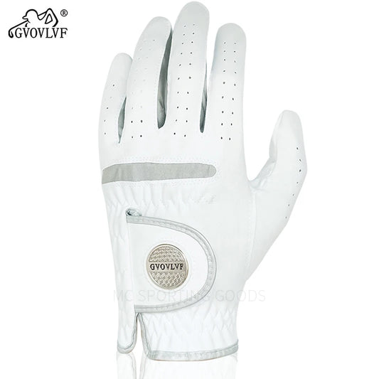 1pc Men's Golf Glove Micro Soft Fabric Breathable Golf Gloves With Magnetic  Marker Replaceable White Glove
