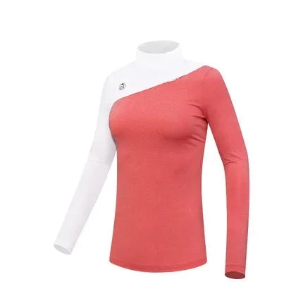 PGM Golf Clothing Ladies Long Sleeve Bottoming Shirts for Women Warm Slim Fit Golf Shirts Female Patchwork Stretch Sports Tops