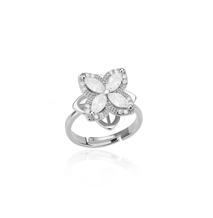 Four Clover Flower Ring Metal With 18K Gold Plating Fidget Anti Stress
