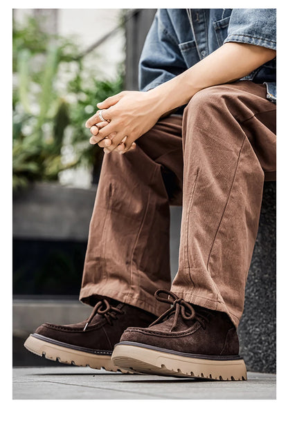 Mens Suede Leather Lace Up Ankle Boots Casual Retro Style