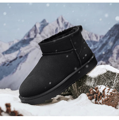 Men's Snow Boots Suede Leather Mid-Calf Slip-On 36-45