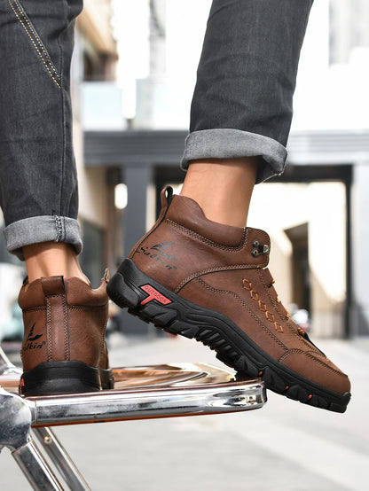 Men's Casual Leather Lace Up Ankle Boots Outdoor Boots
