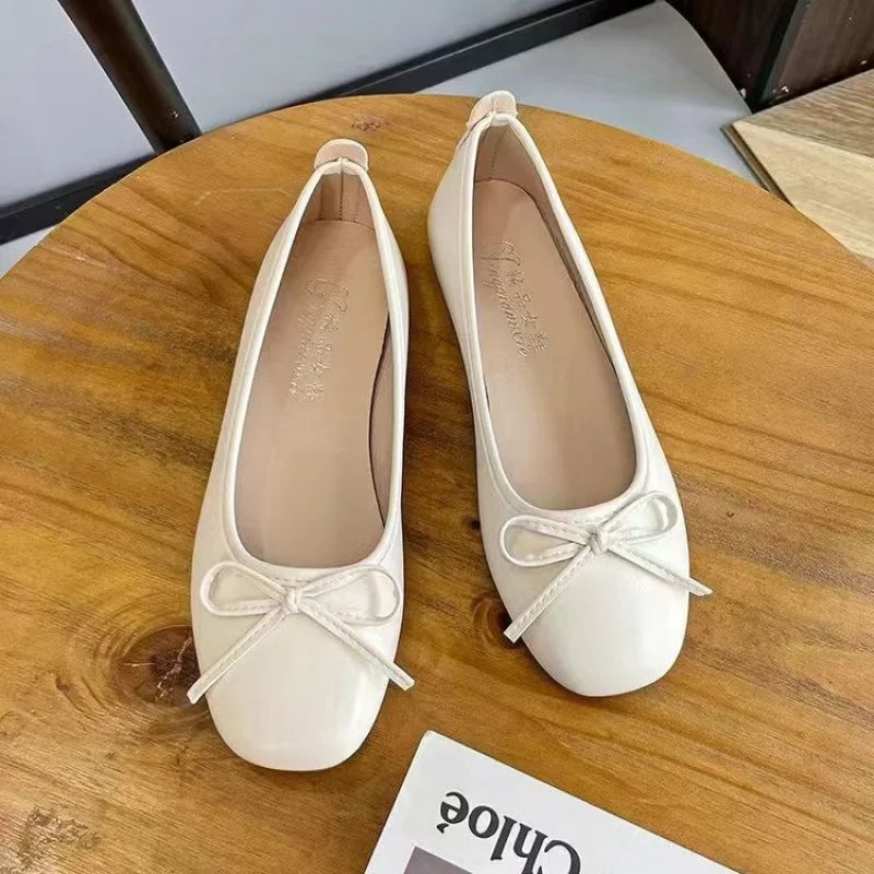 2025 Spring Summer New Arrival Evening Breeze Flats Gentle Bow-Knot  Design Commuter Versatile Single Shoes