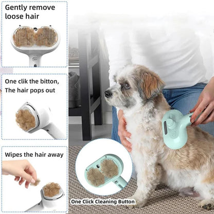 Pet Steam Spray Brush For Dog Grooming And Hair Removal Plastic
