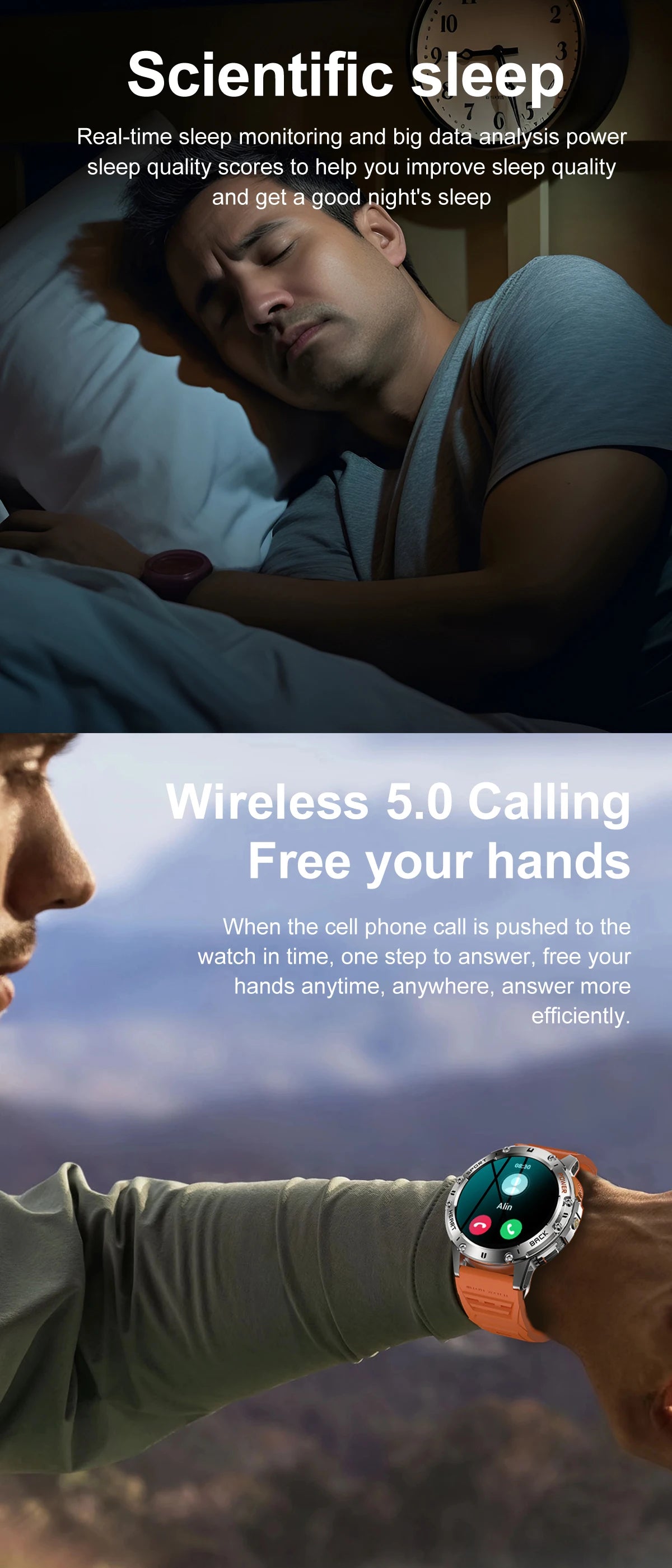 Men Smart Watch with AMOLED Display & Fitness Tracking