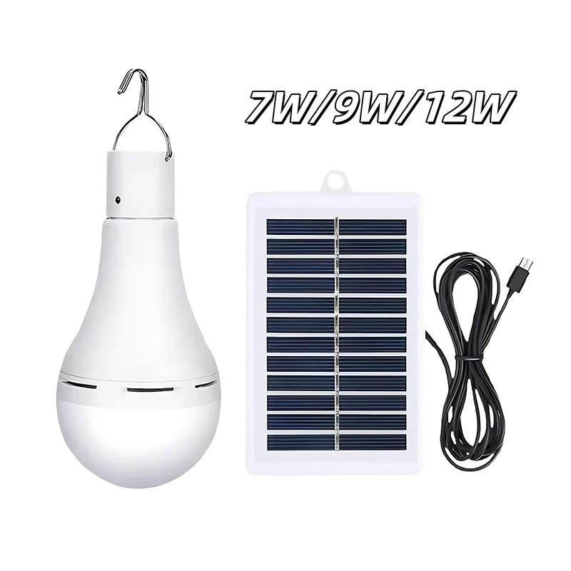 Solar-Powered Emergency LED Camping Light 7/9/12W With 1W Panel