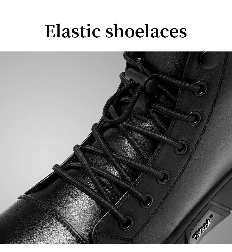 Brown Leather Mens Ankle Boots Lace Up Platform Outdoor