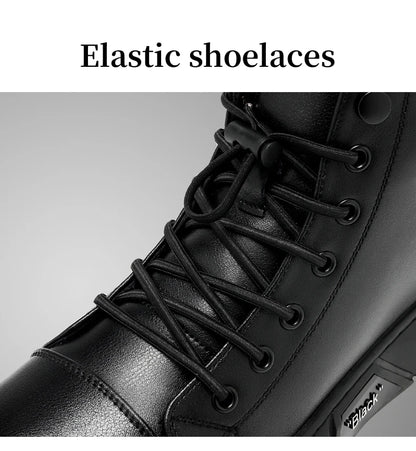 Brown Leather Mens Ankle Boots Lace Up Platform Outdoor