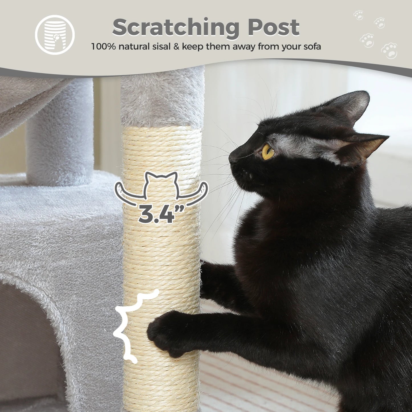 Small Cat Tree with Cozy Condo Hammock Top Perch Cat Scratching Post for Indoor Multi-Level Cat Tower Cat Scratcher Kitten Toys