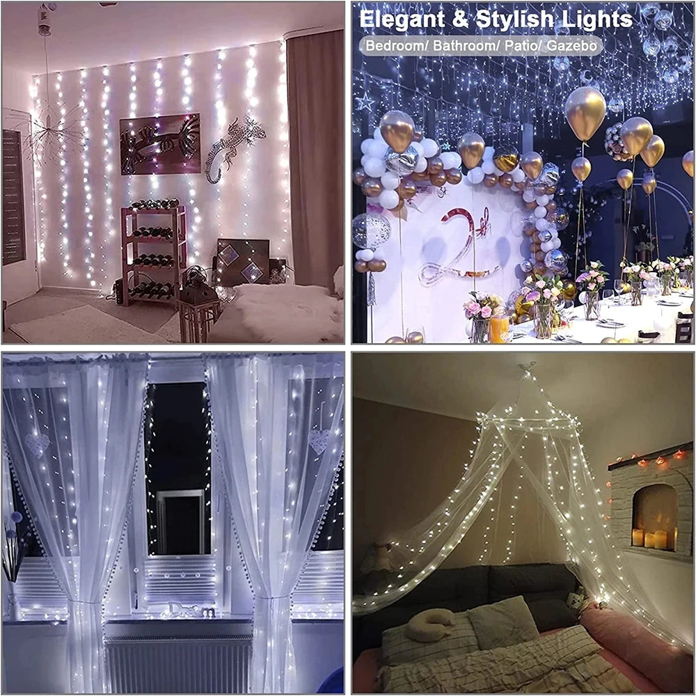 LED Curtain String Lights with USB & Remote – Home, Party, Wedding Decoration