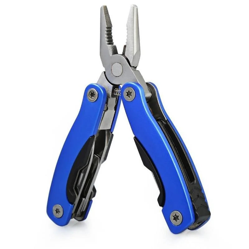 Stainless Steel 9 In 1 Portable Multi Tool Pliers Blue And Red For Camping