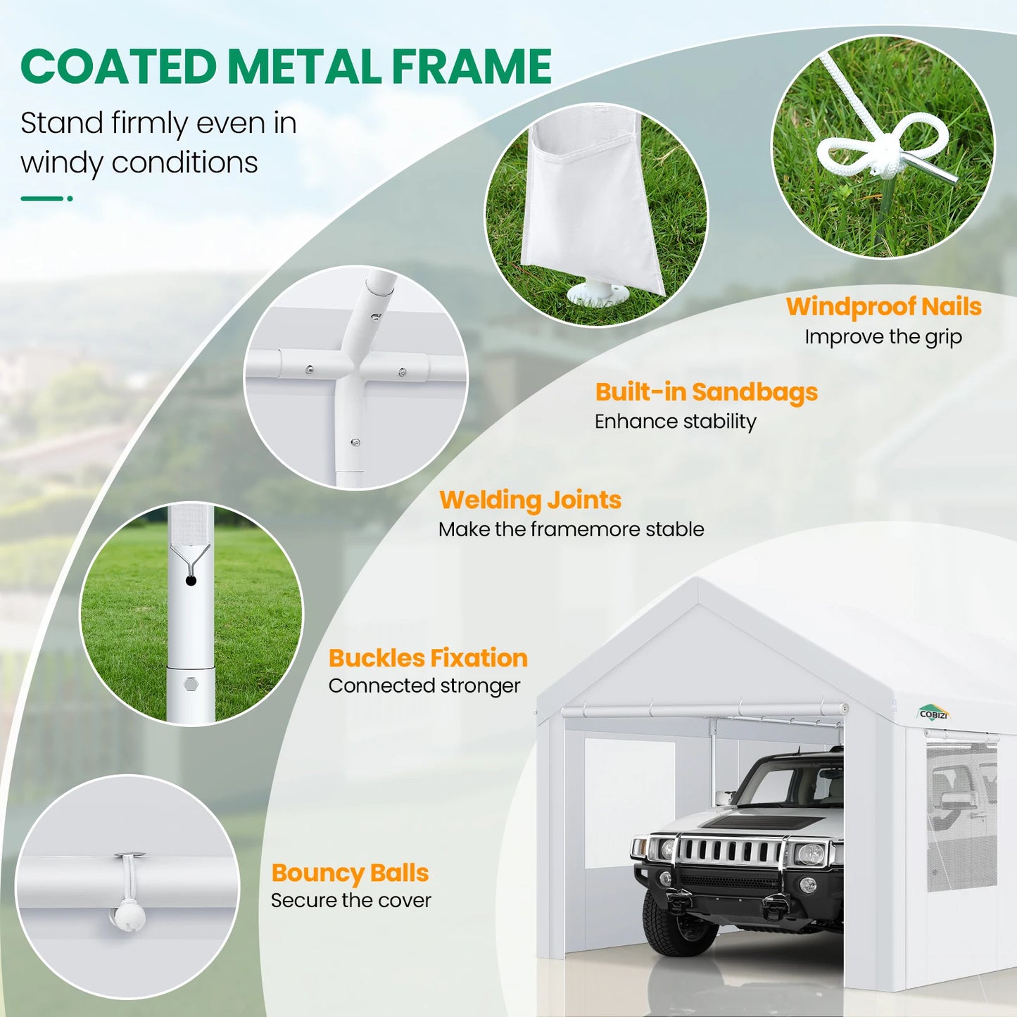 Carport Canopy 12x20 Heavy Duty Portable Garage with Roll-Up Ventilation Windows & Doors,Removable Sidewalls Car Canopy Car Tent