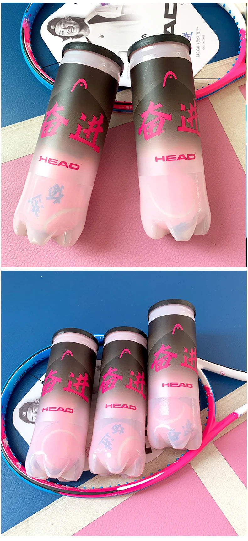 HEAD PINK Tennis Training Balls Macaron colour Beginner Matches Pressurised tennis balls 2pcs High Elasticity Resistant