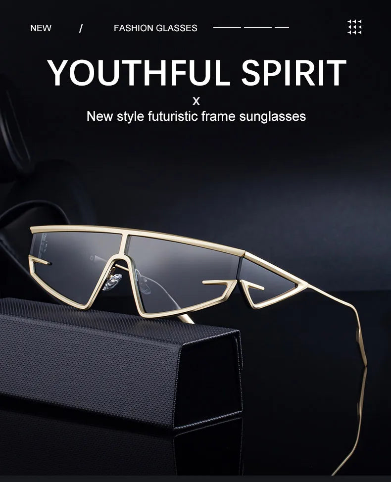 Y2K Punk Shield Sunglasses Square Frame UV400 Protection