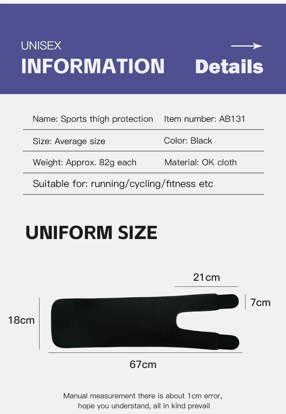 1Pc Large Thigh Support Bracket,Adjustable With Thigh Cover,Used For Groin And Limb Support,Fitness Leg Cover,Leg Protection