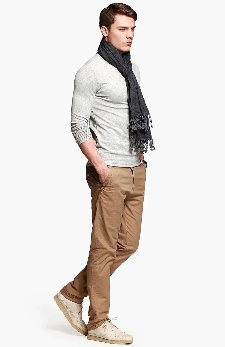 New Men Fashion T Shirt Tees Slim Tops Male Stretch T-shirt Turtleneck Long Sleeve Tee Shirts High Collar Men's Tees