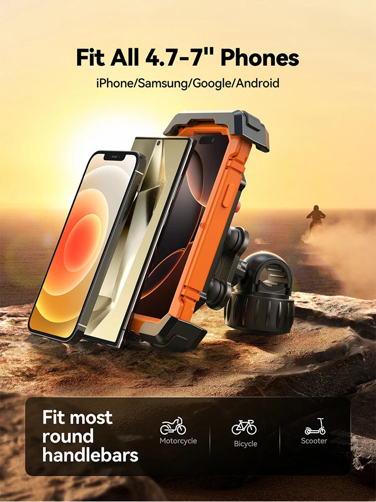 Joyroom Anti-Shake Bike Phone Holder Quick Install Bicycle Motorcycle Phone Mount with Vibration Dampener for 4.7-7" Phones