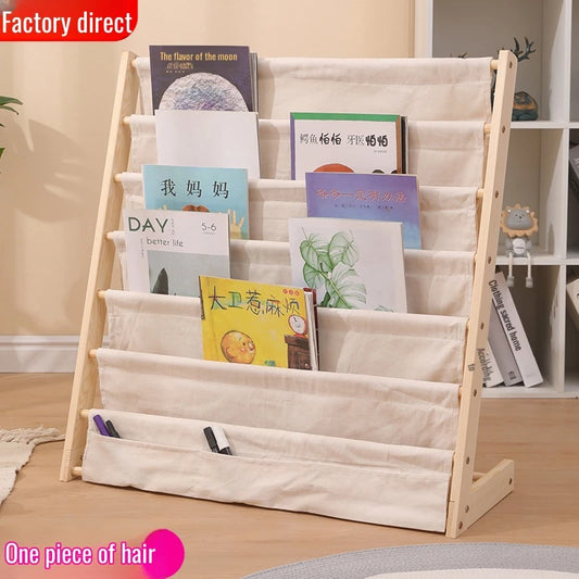 Wooden Movable Kids Bookshelf Multi-Layer Storage Bookcase Floor Standing Reading Shelf for Children's Books & Toys