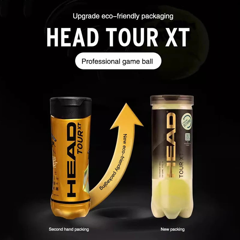 HEAD Tour XT Tennis Professional Tennis Game Training Ball Masters Ball Rubber Canister Single Practice Gold 3 Pcs 1 Can