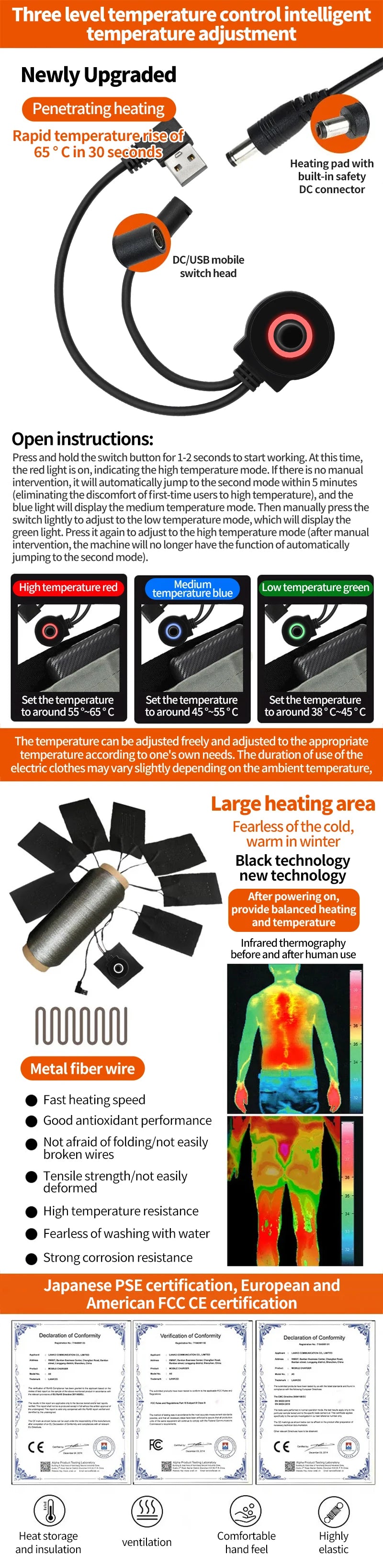 Outdoor Camping USB Heating Sleeping Mat Outdoor Electric Heating Pads Sleeping Bag Mattress For Hiking Travel