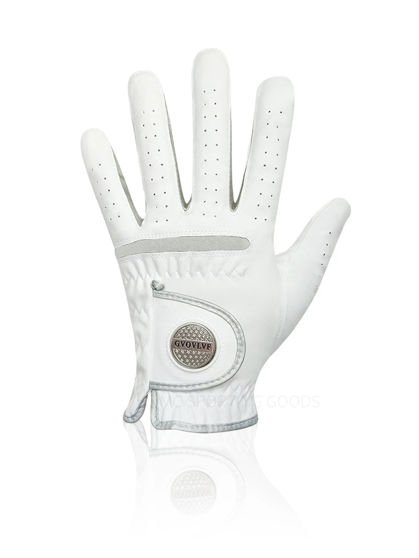 1pc Men's Golf Glove Micro Soft Fabric Breathable Golf Gloves With Magnetic  Marker Replaceable White Glove