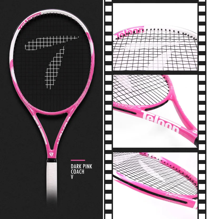 TELOON Genuine Carbon Tennis Racket Beginner College Student Men's and Women's Single with Wire Rebound Tennis Trainer Set