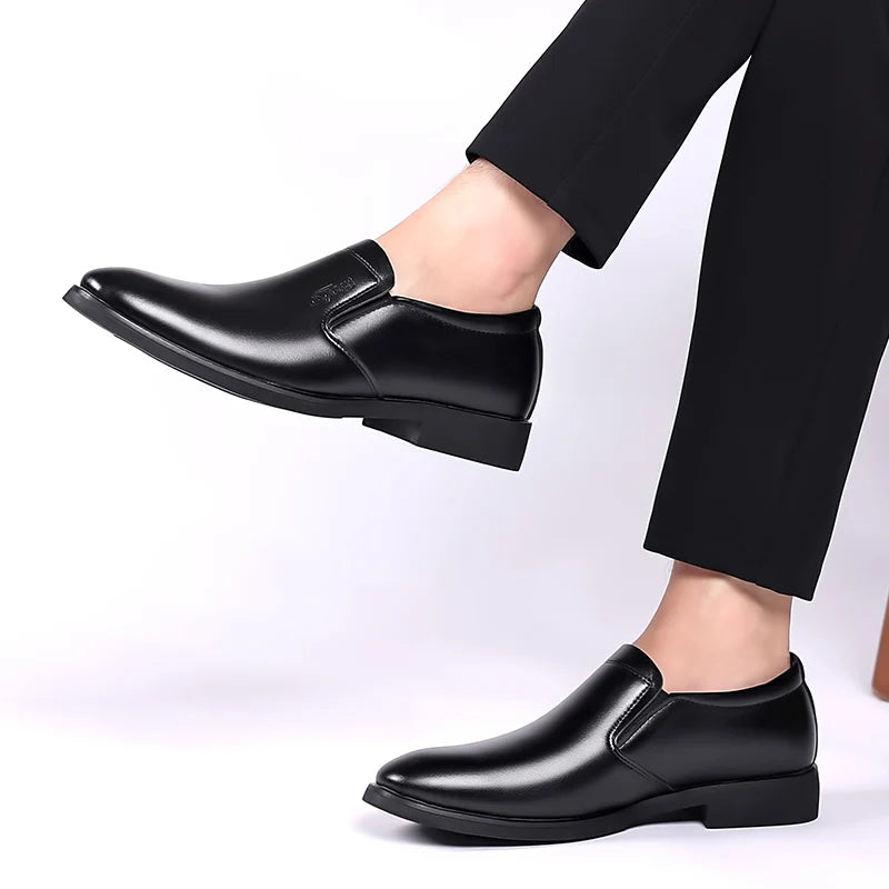Men's Leather Slip On Formal Shoes Black For Office Use