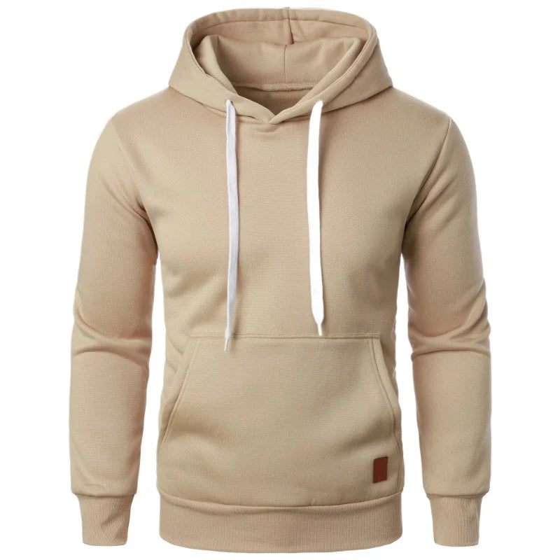 Mens Casual Hooded Collar Drawstring Hoodies Sweatshirts Long Sleeve Shirts Outdoor Streetwear Solid Color Lightweight Pullover