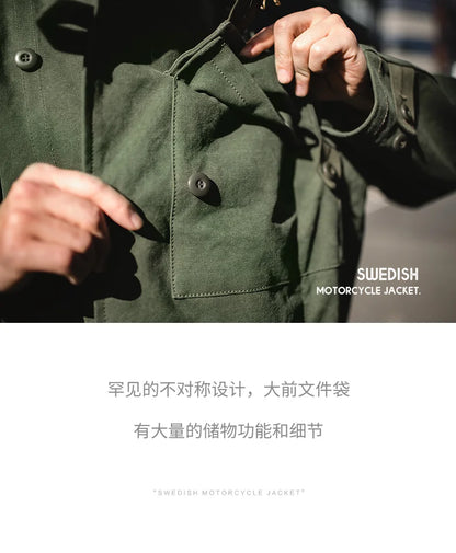 16oz Canvas Bomber Jacket for Men, Green, Pockets, Casual