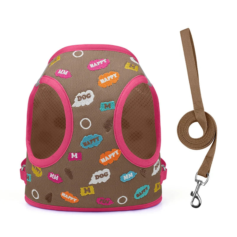 Puppy Dog Reflective Pet Harness And Leash Set For Dog &Cat No Pull Dog Vest Harness With Breathable Mesh Chest Straps