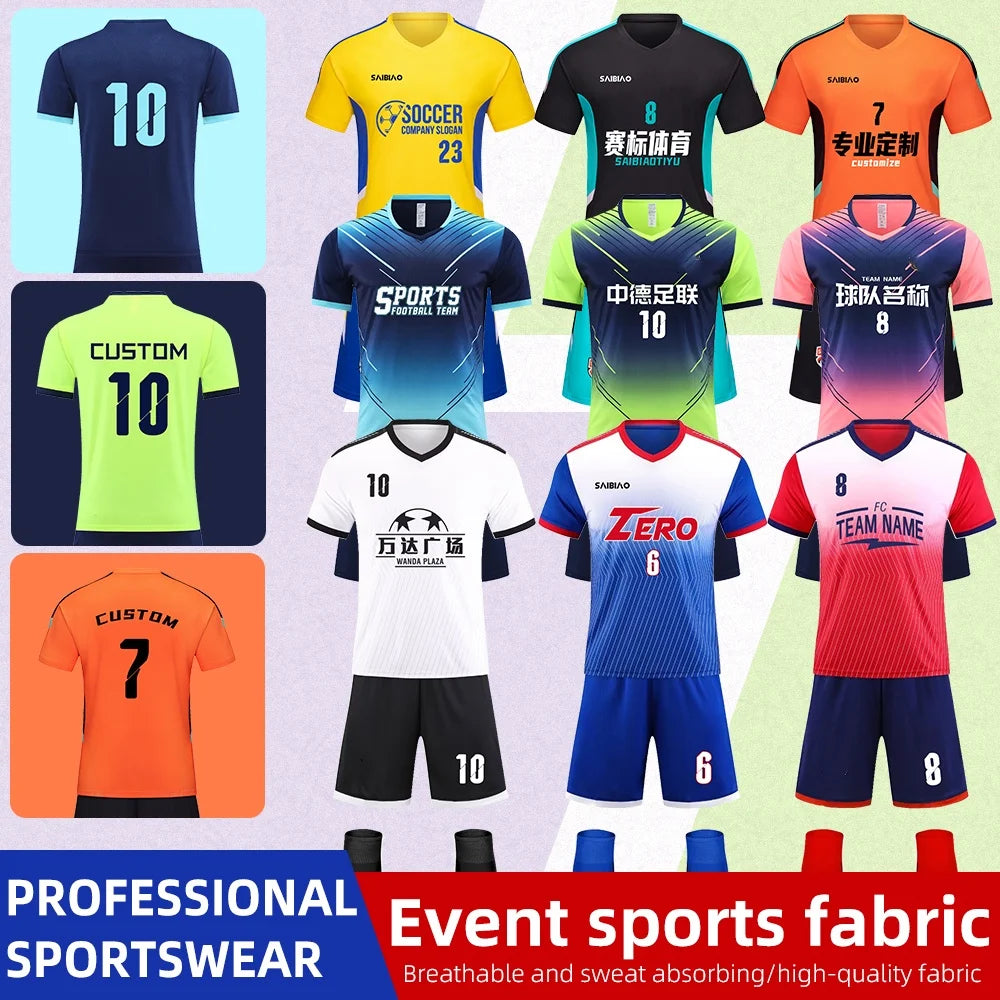 Adult Kid Soccer Jersey Customize Football Uniforms Shirts Men Women Futsal Sportswear Training Tracksuit Sports Outfit Clothes